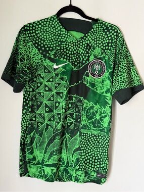 Nike Nigeria Soccer Jersey Small Green Dri-Fit Football Federation Pre Match